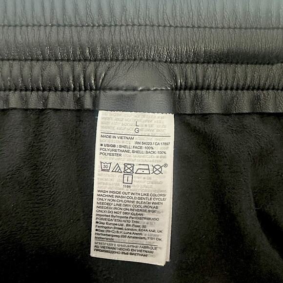 Banana Republic Women's Slim Vegan Leather Jogger #824549 Sz L Black Drawstring - Picture 8 of 8